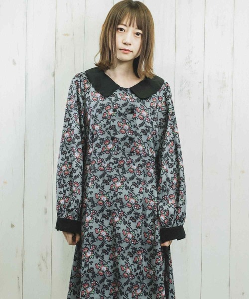 Hamble by Par Avion（ハンブルバイパラビオン）の「ゴブラン柄ワンピース（ワンピース・レディース・ブラック/ブラウン・ONESIZE）」の3枚目の写真