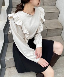 one after another NICE CLAUP | 【ZOZOTOWN限定】前後2Wayで着こなしの幅が広がる！配色ピコレースフリルブラウス(シャツ/ブラウス)