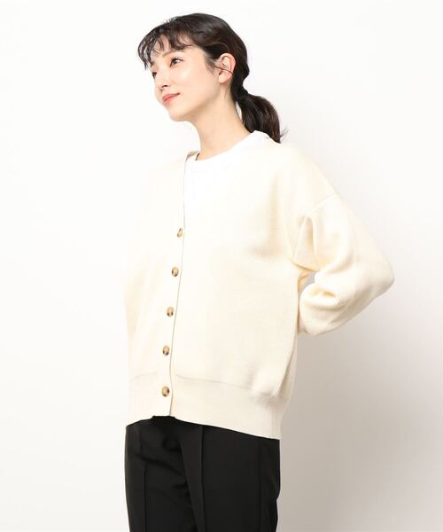 Te chichi（テチチ）の「畔編みVネックカーディガン（カーディガン/ボレロ・レディース・ブラック/オフホワイト/オレンジ・ﾌﾘ-）」の8枚目の写真