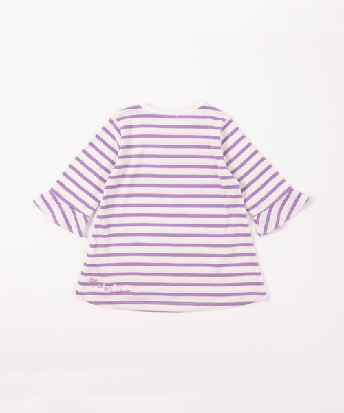 KP（ケーピー）の「【日本製】mimiちゃんアップリケ刺しゅうの7分袖ボーダーＴシャツ(100-130cm)（Tシャツ/カットソー・キッズ・パープル/ピンク・110cm/100cm/120cm/130cm）」の11枚目の写真
