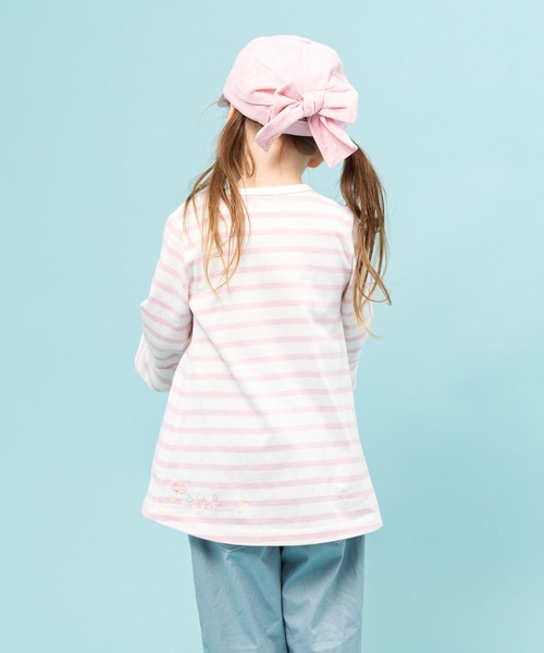 KP（ケーピー）の「【日本製】mimiちゃんアップリケ刺しゅうの7分袖ボーダーＴシャツ(100-130cm)（Tシャツ/カットソー・キッズ・パープル/ピンク・110cm/100cm/120cm/130cm）」の15枚目の写真