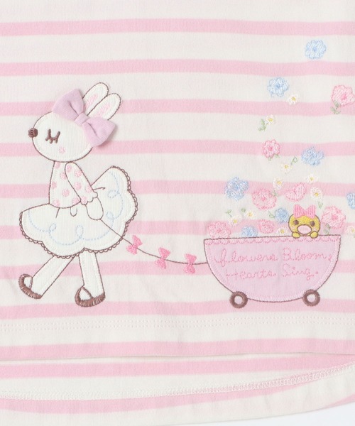 KP（ケーピー）の「【日本製】mimiちゃんアップリケ刺しゅうの7分袖ボーダーＴシャツ(100-130cm)（Tシャツ/カットソー・キッズ・パープル/ピンク・110cm/100cm/120cm/130cm）」の18枚目の写真