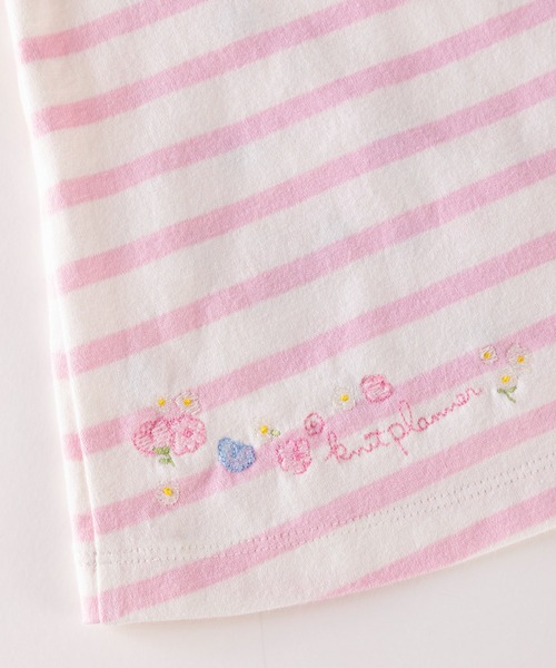 KP（ケーピー）の「【日本製】mimiちゃんアップリケ刺しゅうの7分袖ボーダーＴシャツ(100-130cm)（Tシャツ/カットソー・キッズ・パープル/ピンク・110cm/100cm/120cm/130cm）」の21枚目の写真