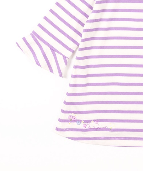 KP（ケーピー）の「【日本製】mimiちゃんアップリケ刺しゅうの7分袖ボーダーＴシャツ(100-130cm)（Tシャツ/カットソー・キッズ・パープル/ピンク・110cm/100cm/120cm/130cm）」の7枚目の写真