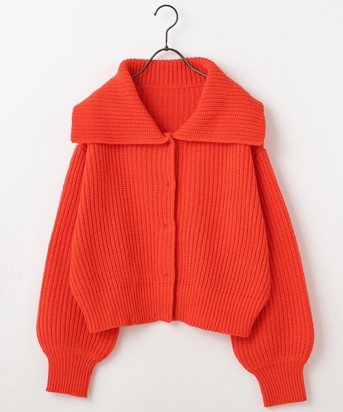 frames RAY CASSIN（フレームスレイカズン）の「【WEB限定】BIGカラー片畦2WAYニットカーディガン（カーディガン/ボレロ・レディース・ホワイト/ブラック/ターコイズブルー/オレンジ・FREE）」の7枚目の写真