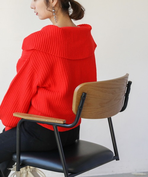 frames RAY CASSIN（フレームスレイカズン）の「【WEB限定】BIGカラー片畦2WAYニットカーディガン（カーディガン/ボレロ・レディース・ホワイト/ブラック/ターコイズブルー/オレンジ・FREE）」の19枚目の写真