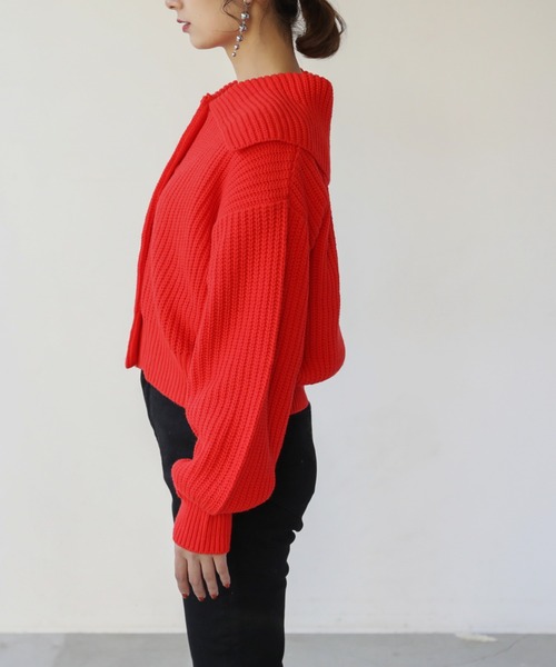 frames RAY CASSIN（フレームスレイカズン）の「【WEB限定】BIGカラー片畦2WAYニットカーディガン（カーディガン/ボレロ・レディース・ホワイト/ブラック/ターコイズブルー/オレンジ・FREE）」の20枚目の写真