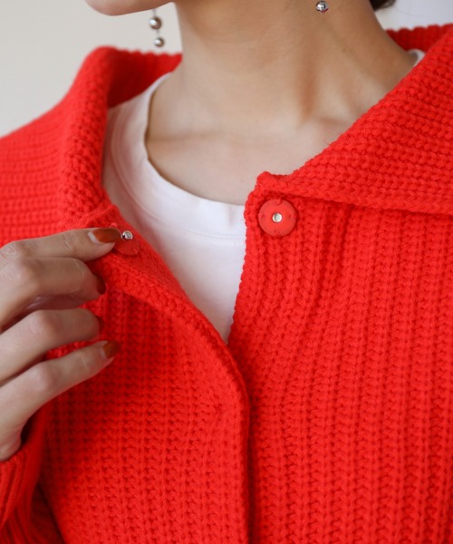 frames RAY CASSIN（フレームスレイカズン）の「【WEB限定】BIGカラー片畦2WAYニットカーディガン（カーディガン/ボレロ・レディース・ホワイト/ブラック/ターコイズブルー/オレンジ・FREE）」の12枚目の写真