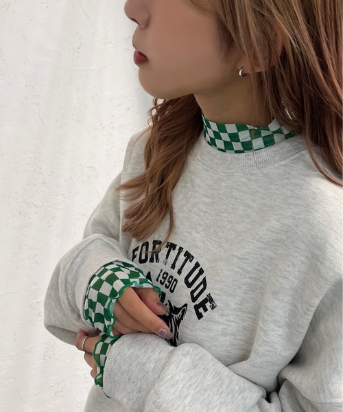 apres jour mignon（アプレジュールミニョン）の「チェッカーフラッグインナー【ZOZOTOWN限定アイテム】（その他トップス・レディース・ブラック/オレンジ/グリーン・フリー/X-LARGE）」の2枚目の写真