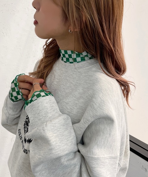 apres jour mignon（アプレジュールミニョン）の「チェッカーフラッグインナー【ZOZOTOWN限定アイテム】（その他トップス・レディース・ブラック/オレンジ/グリーン・フリー/X-LARGE）」の4枚目の写真