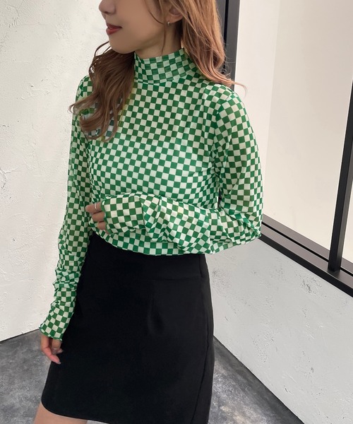 apres jour mignon（アプレジュールミニョン）の「チェッカーフラッグインナー【ZOZOTOWN限定アイテム】（その他トップス・レディース・ブラック/オレンジ/グリーン・フリー/X-LARGE）」の16枚目の写真