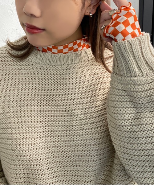 apres jour mignon（アプレジュールミニョン）の「チェッカーフラッグインナー【ZOZOTOWN限定アイテム】（その他トップス・レディース・ブラック/オレンジ/グリーン・フリー/X-LARGE）」の21枚目の写真