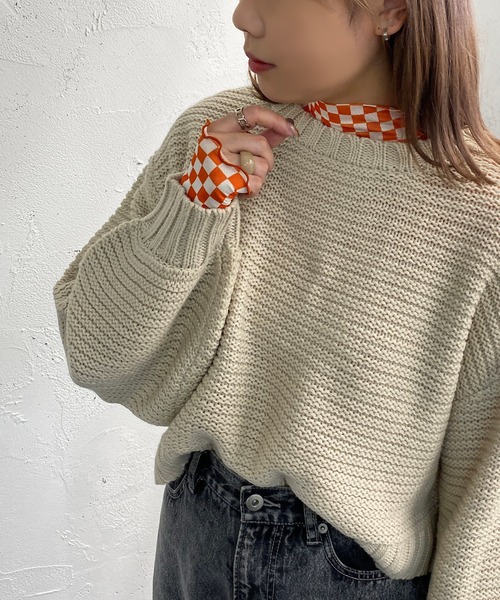 apres jour mignon（アプレジュールミニョン）の「チェッカーフラッグインナー【ZOZOTOWN限定アイテム】（その他トップス・レディース・ブラック/オレンジ/グリーン・フリー/X-LARGE）」の5枚目の写真