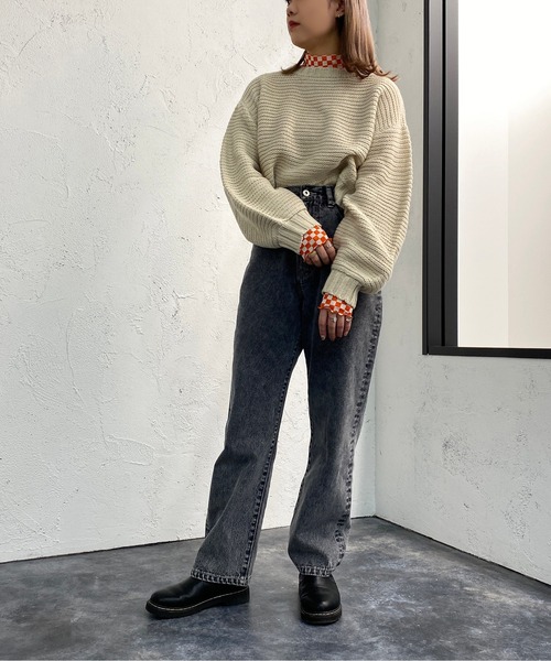 apres jour mignon（アプレジュールミニョン）の「チェッカーフラッグインナー【ZOZOTOWN限定アイテム】（その他トップス・レディース・ブラック/オレンジ/グリーン・フリー/X-LARGE）」の12枚目の写真