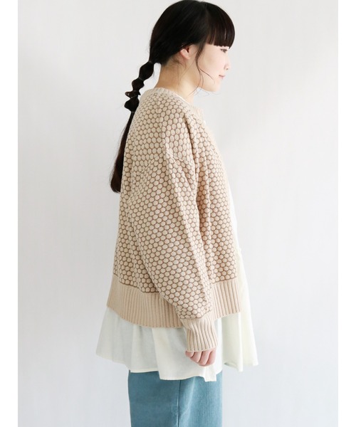 Samansa Mos2（サマンサ モスモス）の「ラーベン編みニットカーディガン（カーディガン/ボレロ・レディース・ラベンダー/ベージュ/ブラック・ﾌﾘ-）」の9枚目の写真