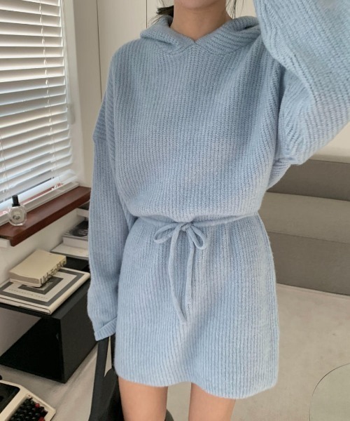 mood for a day（ムードフォーアデイ）の「drow rib onepiece/リブニットワンピース（ワンピース・レディース・グレー/ブルー・FREE）」の4枚目の写真