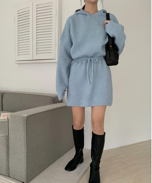 mood for a day（ムードフォーアデイ）の「drow rib onepiece/リブニットワンピース（ワンピース・レディース・グレー/ブルー・FREE）」の8枚目の写真