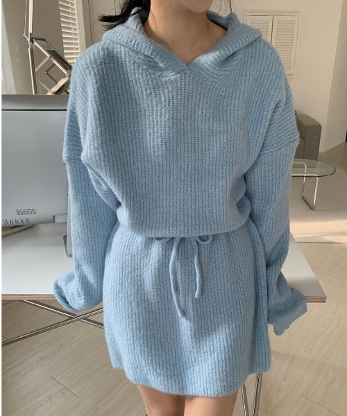 mood for a day（ムードフォーアデイ）の「drow rib onepiece/リブニットワンピース（ワンピース・レディース・グレー/ブルー・FREE）」の6枚目の写真