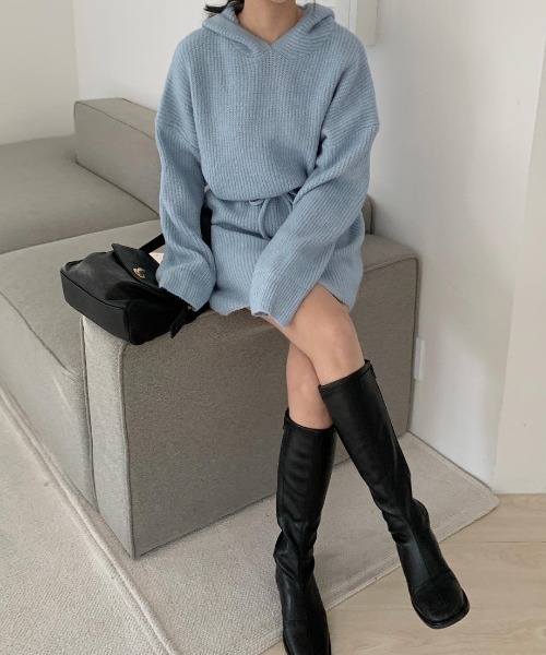 mood for a day（ムードフォーアデイ）の「drow rib onepiece/リブニットワンピース（ワンピース・レディース・グレー/ブルー・FREE）」の7枚目の写真