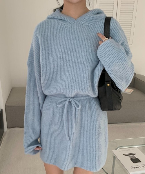 mood for a day（ムードフォーアデイ）の「drow rib onepiece/リブニットワンピース（ワンピース・レディース・グレー/ブルー・FREE）」の3枚目の写真