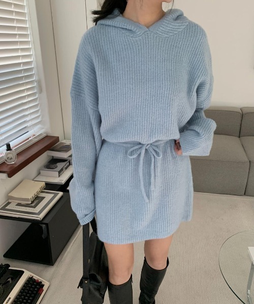 mood for a day（ムードフォーアデイ）の「drow rib onepiece/リブニットワンピース（ワンピース・レディース・グレー/ブルー・FREE）」の5枚目の写真