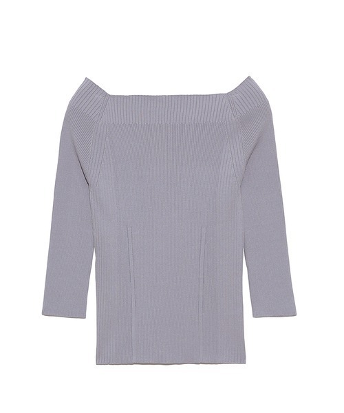 FRAY I.D（フレイアイディー）の「デコルテリブニットトップス（ニット/セーター・レディース・アイボリー/イエロー/ブラック/ライトブルー・FREE）」の3枚目の写真