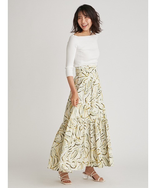 FRAY I.D（フレイアイディー）の「デコルテリブニットトップス（ニット/セーター・レディース・アイボリー/イエロー/ブラック/ライトブルー・FREE）」の11枚目の写真