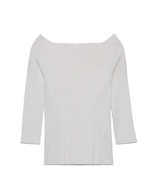 FRAY I.D（フレイアイディー）の「デコルテリブニットトップス（ニット/セーター・レディース・アイボリー/イエロー/ブラック/ライトブルー・FREE）」の16枚目の写真