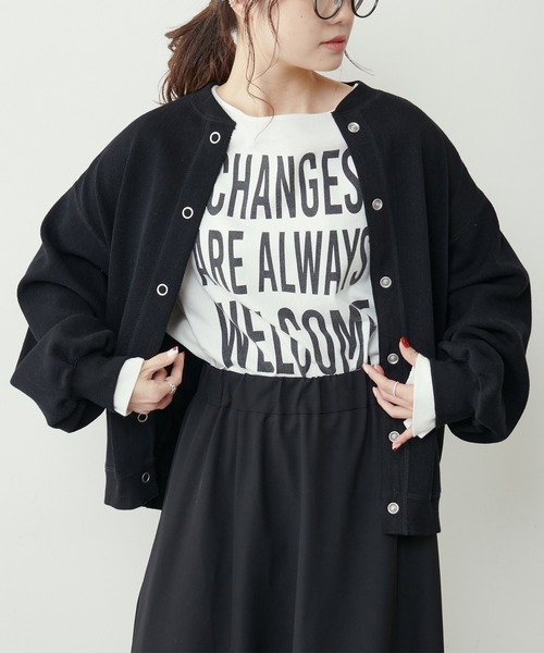 PUAL CE CIN（ピュアルセシン）の「【Du noir】へリンボーン裏毛ブルゾン（ブルゾン・レディース・ブラック/グレー/オフホワイト・FREE）」の3枚目の写真