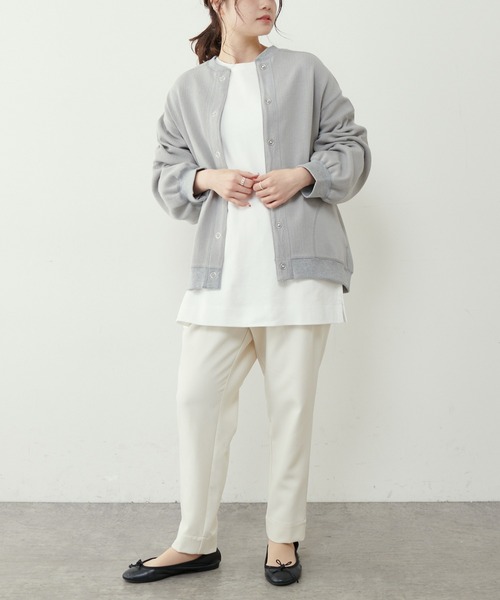 PUAL CE CIN（ピュアルセシン）の「【Du noir】へリンボーン裏毛ブルゾン（ブルゾン・レディース・ブラック/グレー/オフホワイト・FREE）」の4枚目の写真