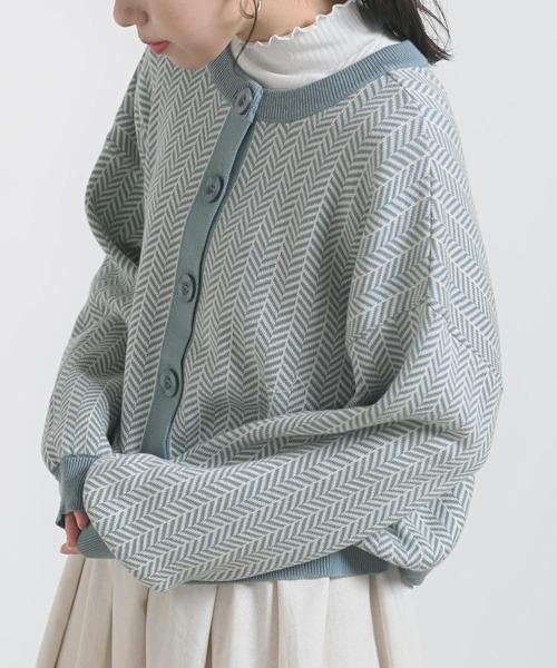 rps（アールピーエス）の「前後２ｗａｙジャガードニットカーディガン（カーディガン/ボレロ・レディース・ブラック/ブルー/グリーン/アイボリー・M）」の4枚目の写真