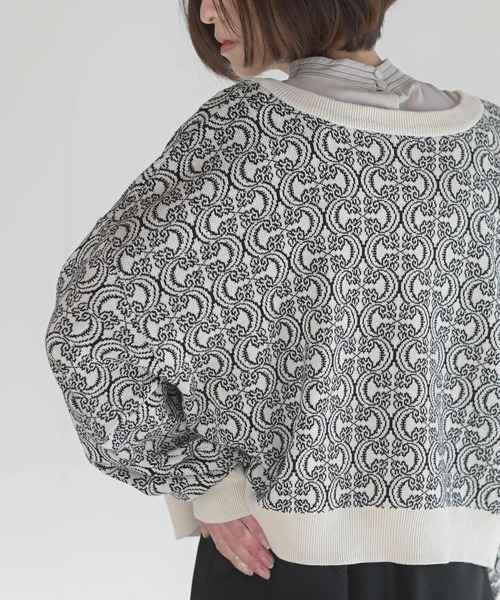 rps（アールピーエス）の「前後２ｗａｙジャガードニットカーディガン（カーディガン/ボレロ・レディース・ブラック/ブルー/グリーン/アイボリー・M）」の7枚目の写真