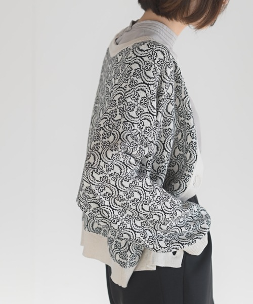 rps（アールピーエス）の「前後２ｗａｙジャガードニットカーディガン（カーディガン/ボレロ・レディース・ブラック/ブルー/グリーン/アイボリー・M）」の8枚目の写真