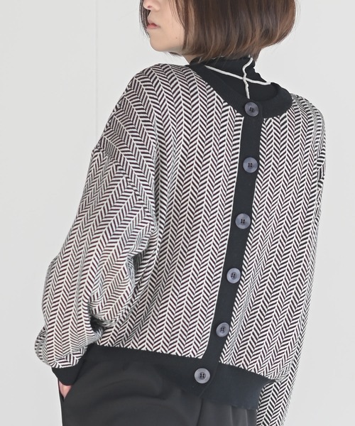 rps（アールピーエス）の「前後２ｗａｙジャガードニットカーディガン（カーディガン/ボレロ・レディース・ブラック/ブルー/グリーン/アイボリー・M）」の18枚目の写真