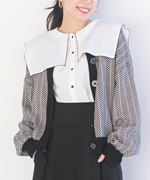 rps（アールピーエス）の「前後２ｗａｙジャガードニットカーディガン（カーディガン/ボレロ・レディース・ブラック/ブルー/グリーン/アイボリー・M）」の21枚目の写真