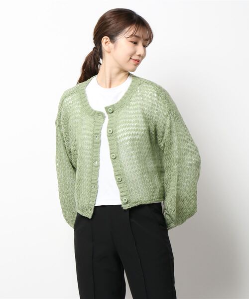 KOBE LETTUCE(コウベレタス)の「前後2way透かし編みニットカーディガン(カーディガン/ボレロ・レディース・ベージュ系/グリーン/レッド・FREE)」の8枚目の写真
