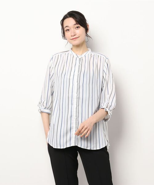 BELLUNA(ベルーナ)の「涼感やわらか袖リボンシャツチュニック(チュニック・レディース・ネイビー/オフホワイト/ブルー・MEDIUM/LARGE/X-LARGE)」の10枚目の写真