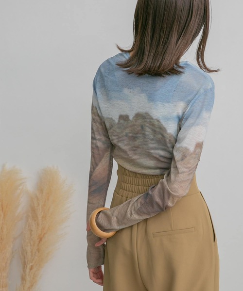 KBF（ケイビーエフ）の「シースルーコンパクトカットソー（Tシャツ/カットソー・レディース・ベージュ系その他/イエロー/ダークブラウン・ONE）」の2枚目の写真