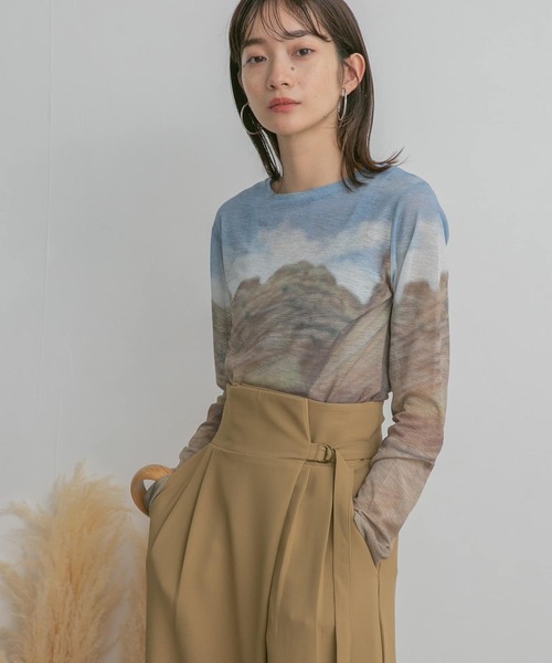 KBF（ケイビーエフ）の「シースルーコンパクトカットソー（Tシャツ/カットソー・レディース・ベージュ系その他/イエロー/ダークブラウン・ONE）」の4枚目の写真