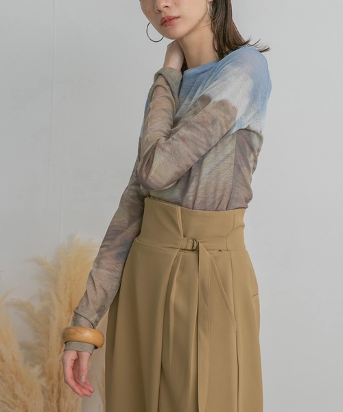 KBF（ケイビーエフ）の「シースルーコンパクトカットソー（Tシャツ/カットソー・レディース・ベージュ系その他/イエロー/ダークブラウン・ONE）」の5枚目の写真