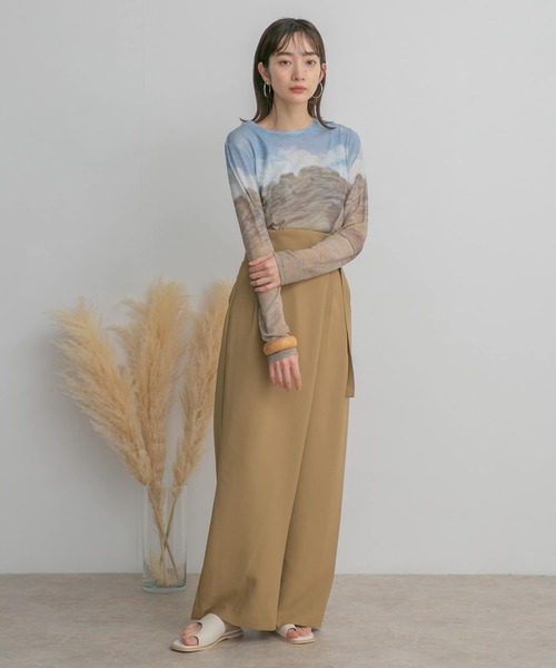 KBF（ケイビーエフ）の「シースルーコンパクトカットソー（Tシャツ/カットソー・レディース・ベージュ系その他/イエロー/ダークブラウン・ONE）」の6枚目の写真