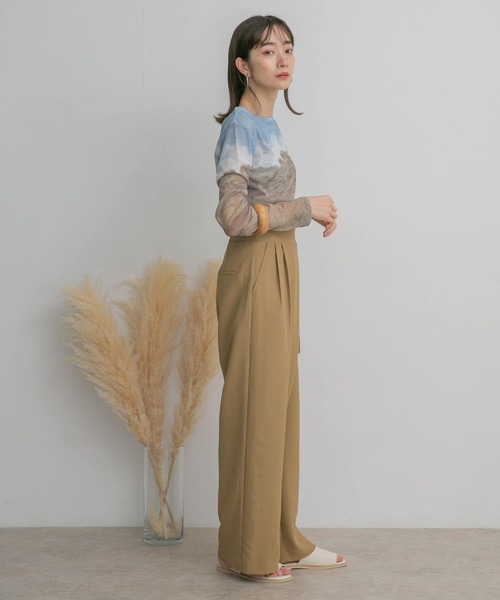 KBF（ケイビーエフ）の「シースルーコンパクトカットソー（Tシャツ/カットソー・レディース・ベージュ系その他/イエロー/ダークブラウン・ONE）」の8枚目の写真