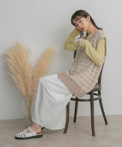 KBF（ケイビーエフ）の「シースルーコンパクトカットソー（Tシャツ/カットソー・レディース・ベージュ系その他/イエロー/ダークブラウン・ONE）」の19枚目の写真