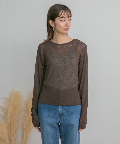 KBF（ケイビーエフ）の「シースルーコンパクトカットソー（Tシャツ/カットソー・レディース・ベージュ系その他/イエロー/ダークブラウン・ONE）」の21枚目の写真