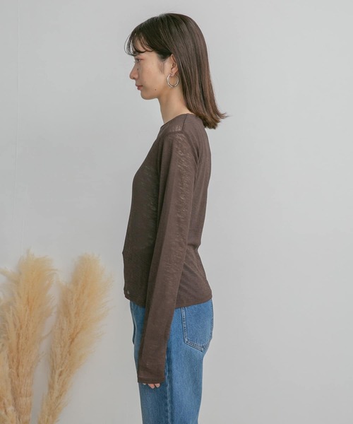 KBF（ケイビーエフ）の「シースルーコンパクトカットソー（Tシャツ/カットソー・レディース・ベージュ系その他/イエロー/ダークブラウン・ONE）」の22枚目の写真