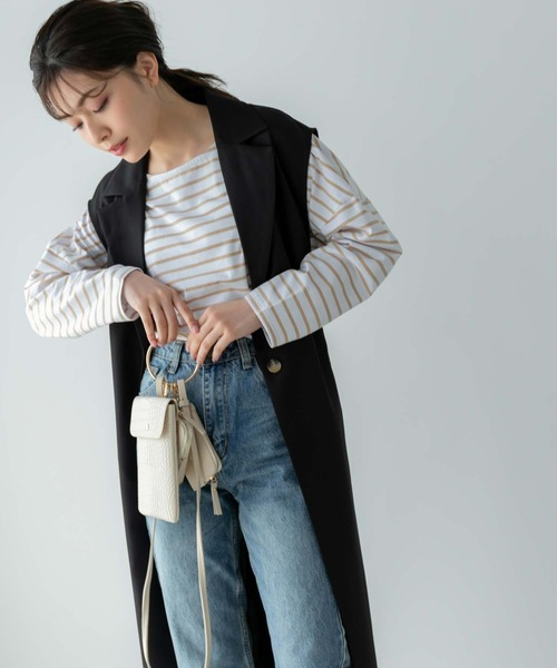 Edit Sheen(エディットシーン)の「ロングトレンチジレ(ベスト・レディース・ブラック/ベージュ・M)」の6枚目の写真