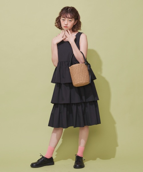 MERLOT（メルロー）の「ティアードジャンスカ（ジャンパースカート・レディース・ホワイト/ブラック・FREE）」の5枚目の写真