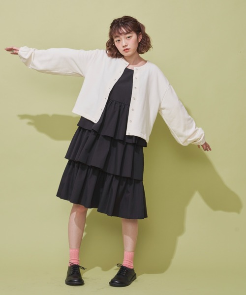 MERLOT（メルロー）の「ティアードジャンスカ（ジャンパースカート・レディース・ホワイト/ブラック・FREE）」の3枚目の写真