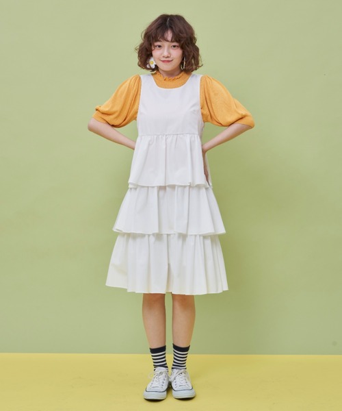 MERLOT（メルロー）の「ティアードジャンスカ（ジャンパースカート・レディース・ホワイト/ブラック・FREE）」の10枚目の写真