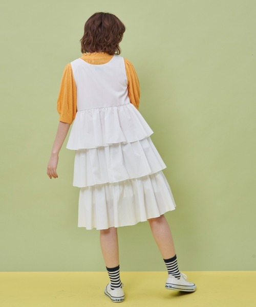 MERLOT（メルロー）の「ティアードジャンスカ（ジャンパースカート・レディース・ホワイト/ブラック・FREE）」の13枚目の写真